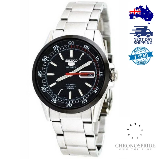 Seiko 5 Sports SNZH19 SNZH19K1 Stainless Steel Black Automatic Mens Watch