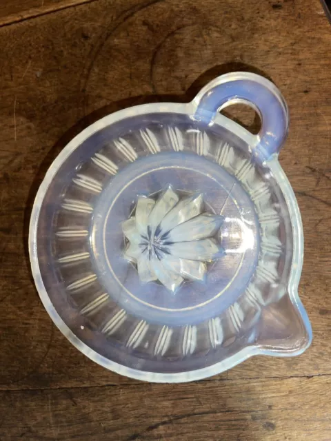 Vintage 1920's Fry Pearl Opalescent Glass Juicer Reamer Hang Ring Chipped Edges