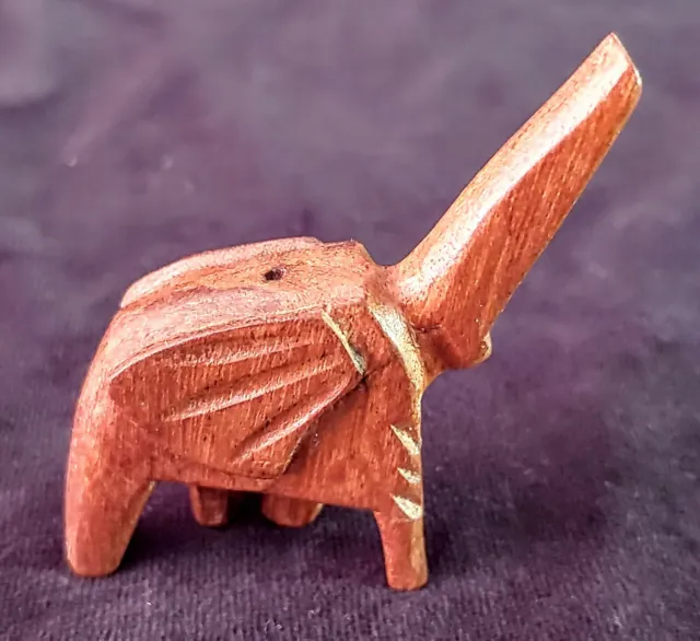 Vintage HANDCARVED "LUCKY" ELEPHANT Wood Bead