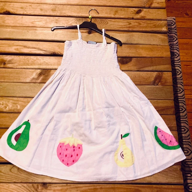 Robe Fille DPAM 8 Ans - Rose Prune Fleuri, Coton, Bretelles, Style Trapèze - Été, Occasion TB