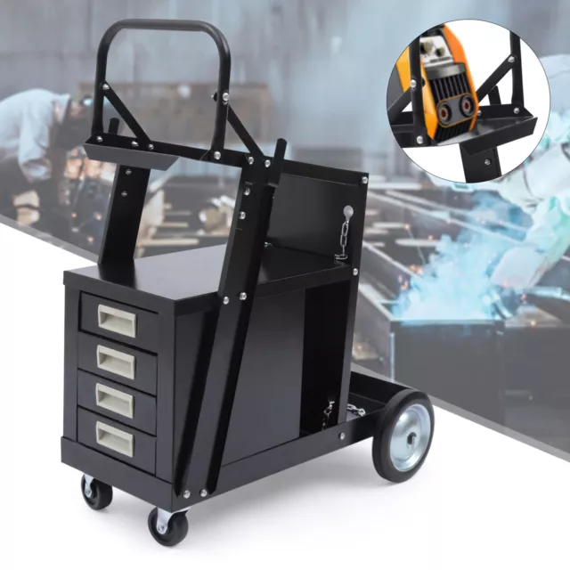Rolling Welding Cart with Wheels, 4 Drawers Cabinet Welding Welder Cart  USA