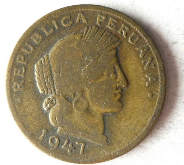 1947 PERU 20 CENTAVOS - Excellent Vintage Coin - peru BIN #A