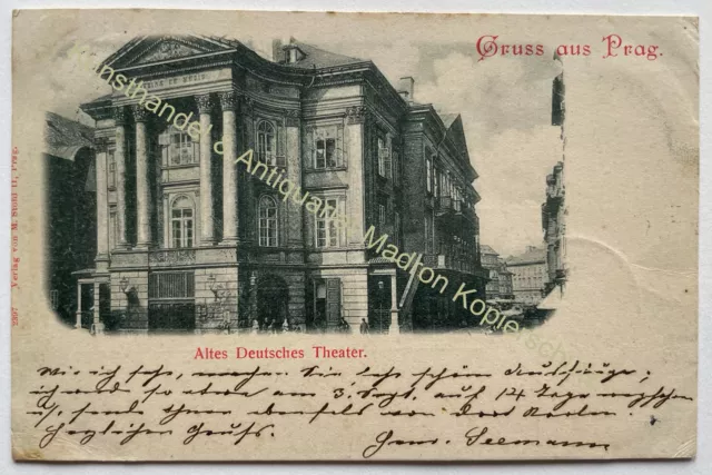 AK Gruss aus Prag 1898 Altes Deutsches Theater