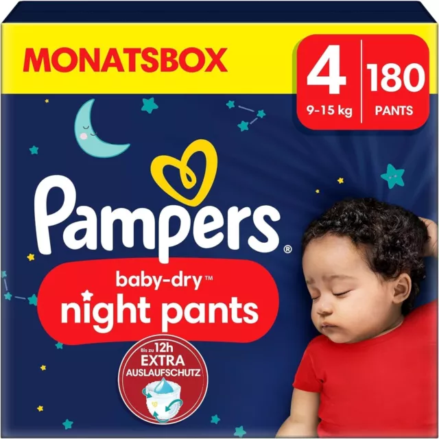 Pampers Night Nappies Pants Size 4 (9 kg-15 kg) Baby-Dry, Monthly Box, Nappy Pan