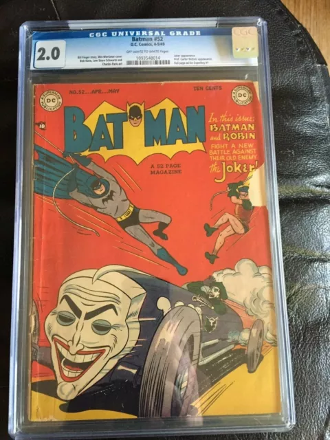 BATMAN #52 CGC GD 2.0; OW-W; Jokermobile cover! scarce!