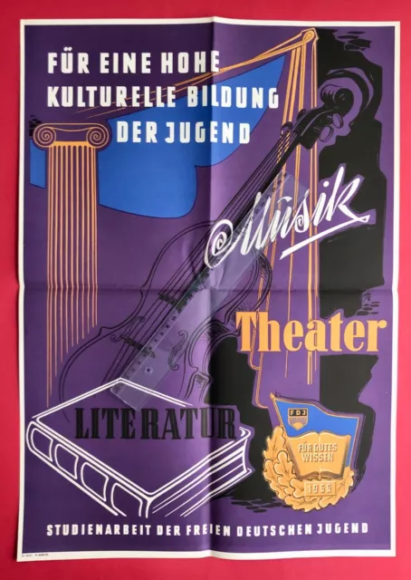 Original DDR Propaganda Plakat A2 Format 1954 FDJ Studienarbeit   ( F20537