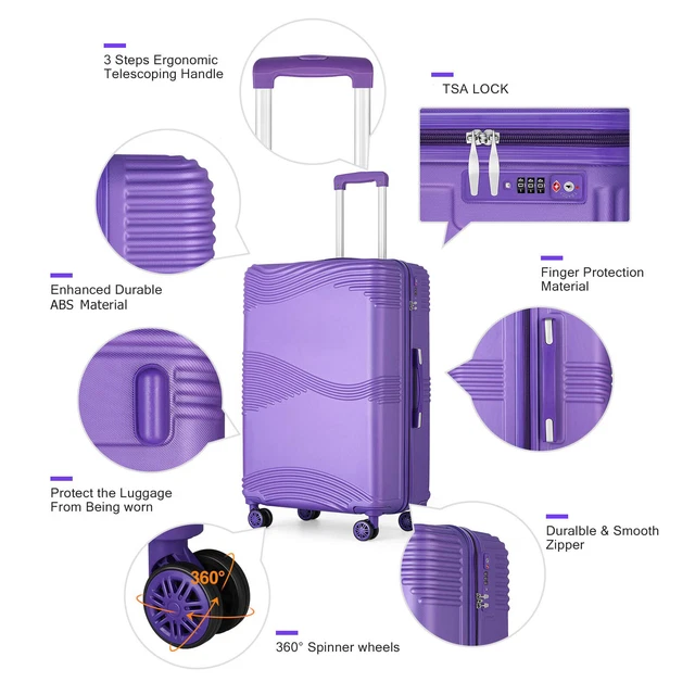 20in ABS Trolley Suitcase Hard Side Carry-On 8-Wheel Spinner Luggage TSA Lock