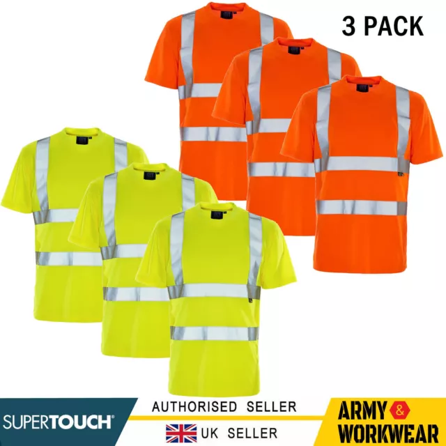 3 x Hi Viz Safety T-Shirt High Visibility Reflective Tape safety Security Work