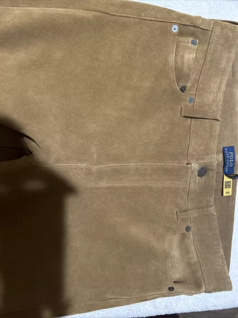 Polo Ralph Lauren Suede Skinny Pants Women's 12 Khaki Belt Loops 5 Pockets