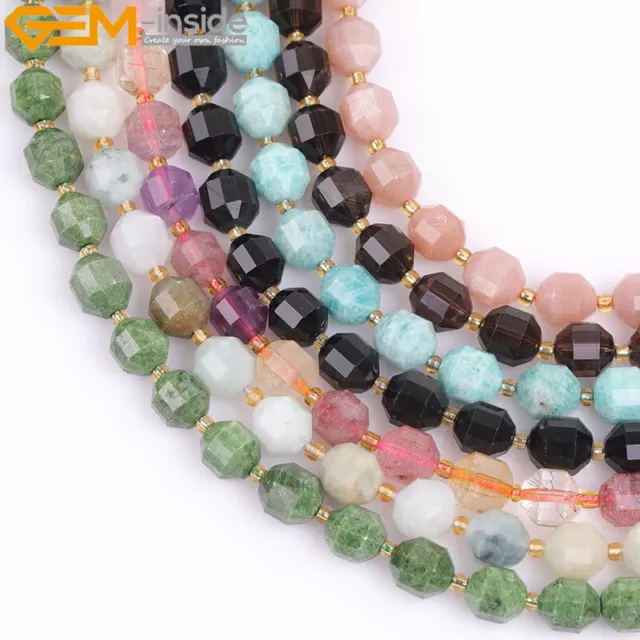 Assorted Natural Gemstone Bicone Faceted Loose Beads For Jewelry Making Strand