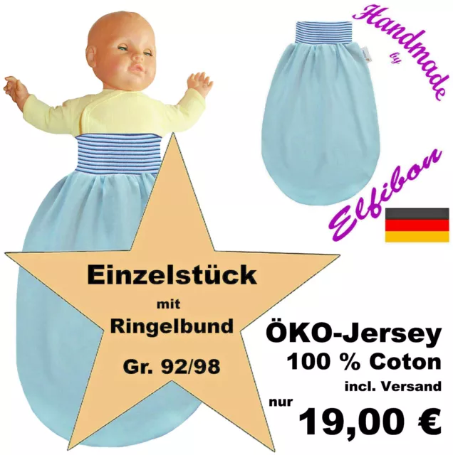 ELFIBON ÖKO Jersey Bleu-RB Pucksack Gr. 104 Baumwoll Schlafsack Sommer Handmade