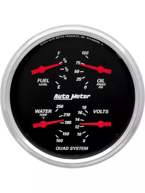 Auto Meter 5 Quad Gauge 100 PSI/100-250 F/8-18V/240-33 Designer Black (1410)