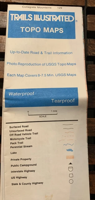 Trails Illustrated Topo Map 129 Collegiate Mountains, Colorado