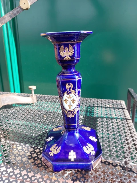 ANCIENNE TASSE + Soucoupe Luneville Emaille Croix De Lorraine Fleur Lys Blason EUR 55,90 - FR