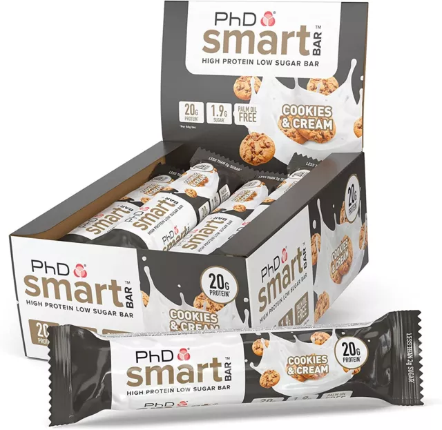 PhD Nutrition Smart Whey Protein Bar Snack New Recipe Various Flavours 64g 12pk