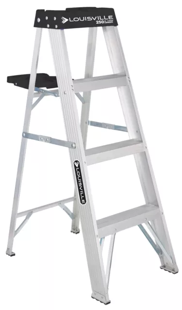 Louisville Ladder 4' Aluminum Step Ladder, 250-lb Capacity, W-2112-04S