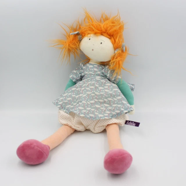 Doudou Peluche Poupée bleu vert rose orange pois  JEANNE Les Coquettes MOULIN RO