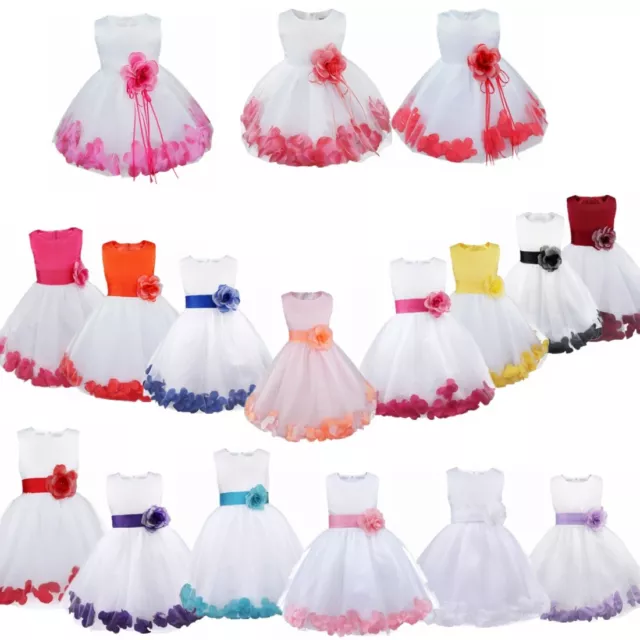 Girls Bridesmaid Dress Flower Kids Party Bow Wedding Pageant  Princess Dresses 3