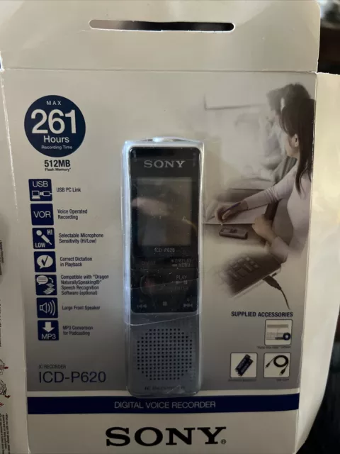 SONY ICD-P620 Handheld USB Digital Voice Recorder New In Box NIB - 261 Hours