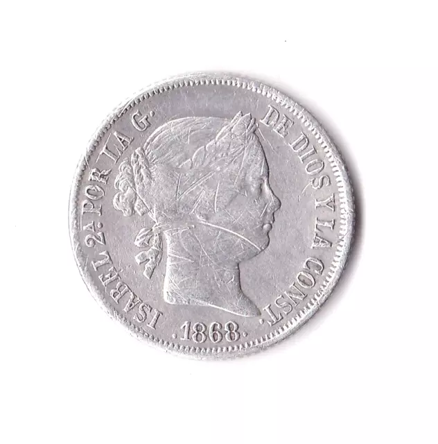 Alfonso XII ( Filipinas ) : 20 Centavos de Peso 1868 Manila ( plata ) BONITA