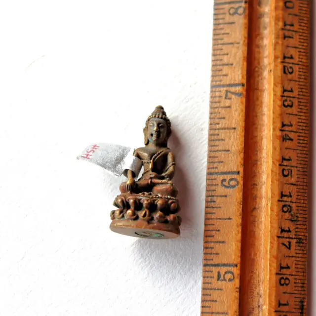 Antique 19th century cast Bronze Miniature Buddha Figure Figurine Prayer Intact