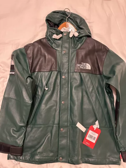 SUPREME X THE North Face Leather Mountain Parka - Dark Green 