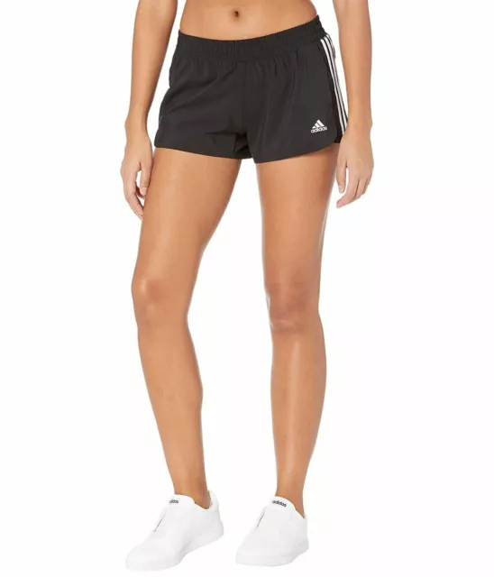 Woman's Adidas Pacer 3-Stripes Woven Shorts SMALL Black MSRP $25