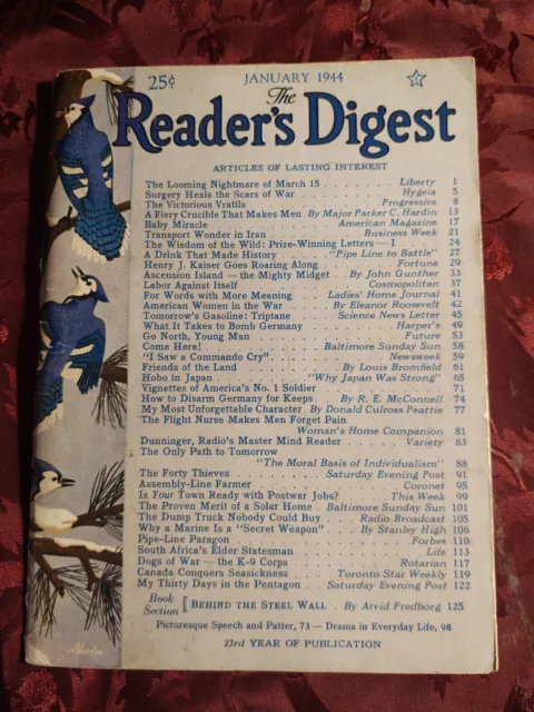 RARE Readers Digest Magazine January 1944 AYN RAND Article Only Path To Tomorrow