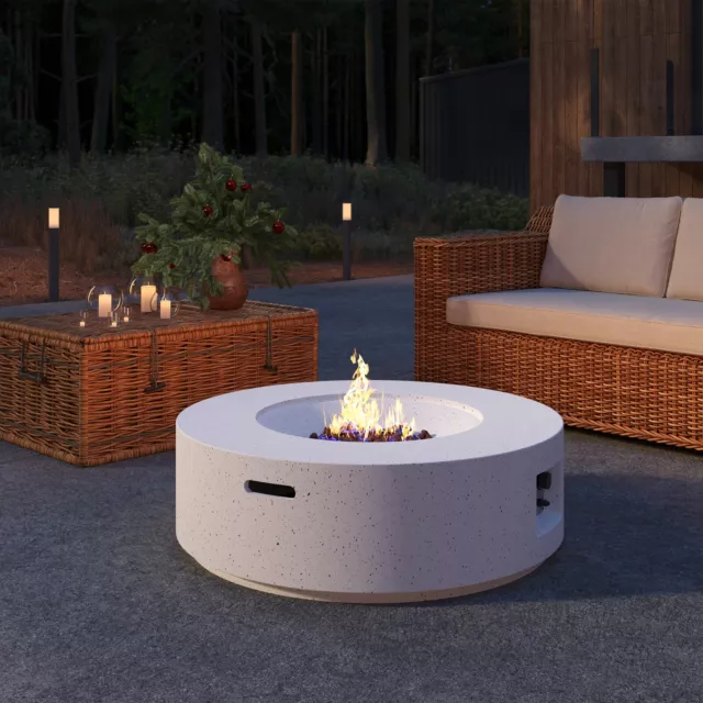 Outdoor 40,000 BTU Propane Gas Fire Pit Table Weatherproof Round Fire Pit