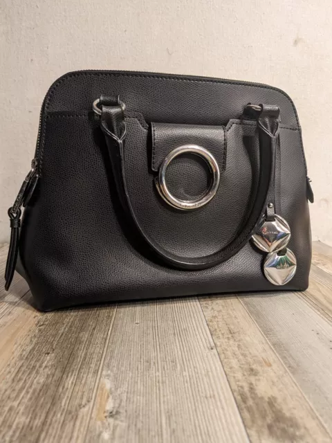 Black Handbag Satchel Leather Calvin Klein Reese Doctor Bag