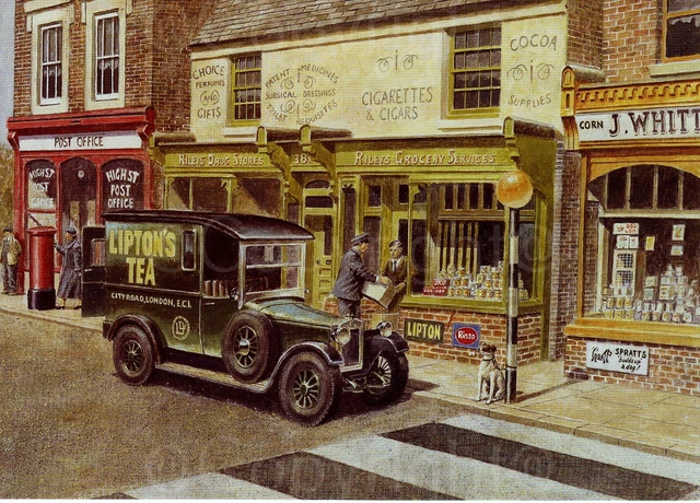 Lipton's Tea Delivery  Van 1950's British Lorries Trucks & Vans Metal Wall Art