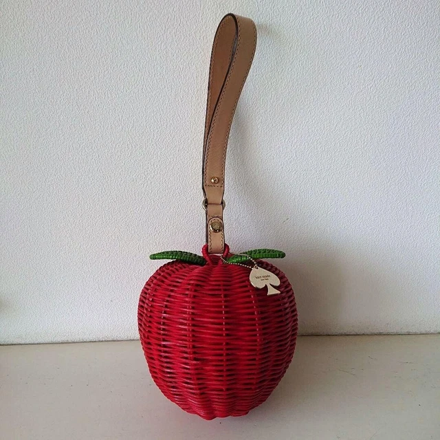 Kate Spade New York Apple basket bag hand bag red Width about 15cm Fedex DHL