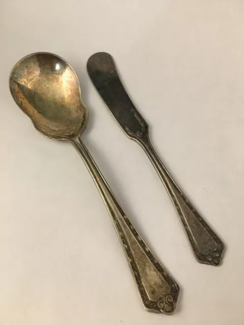 Sugar Spoon & Butter Spreader Pat: Dec/28/1915 WM Rogers & Son AA Silverware Sugar Spoon & Butter Spreader Pat: Dec/28/1915 WM Rogers & Son AA Silverware