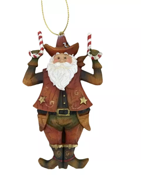 Texas Candy Cane Santa Resin Christmas Ornament by Gallarie II
