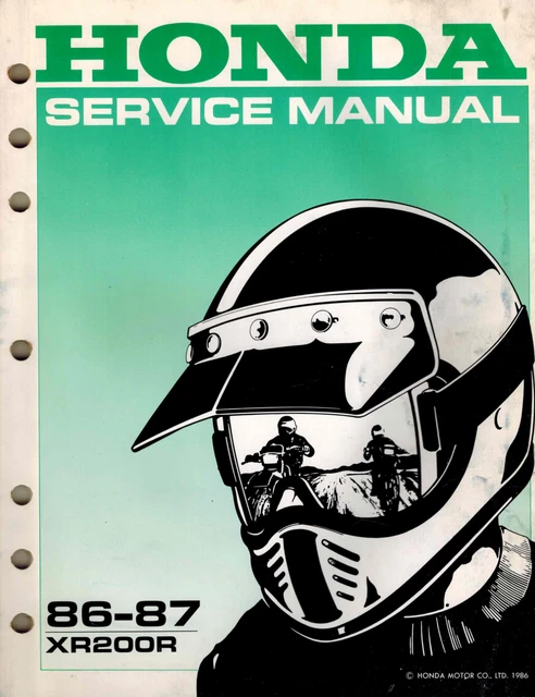 Genuine Honda Dealer Factory Shop Service Repair Manual 1986-1987 XR200R XR200