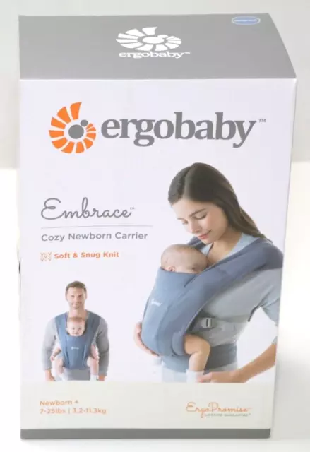 Ergobaby Embrace Babytrage für Neugeborene ab Geburt Extra Weich, Blau