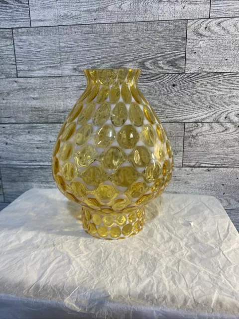 Fostoria Coin Glass Amber Opalsecent Courting Lamp Cover*as Is