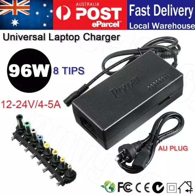 8 Tips Universal Power Supply Adapter Charger for PC Laptop Notebook 96W 12-24V