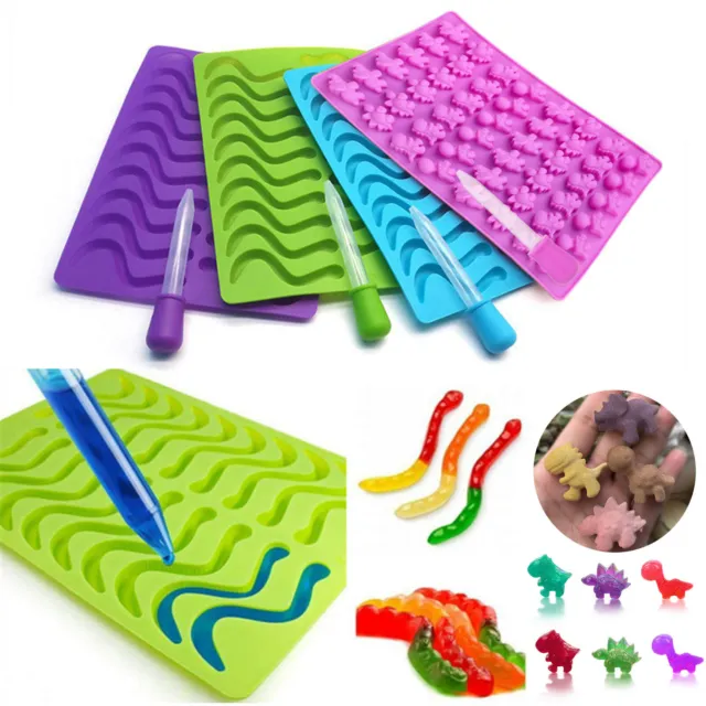 New Gummie Snake Worms Mold DIY Edible Gummy Snakes Lollies Candy Silicone Mould 2
