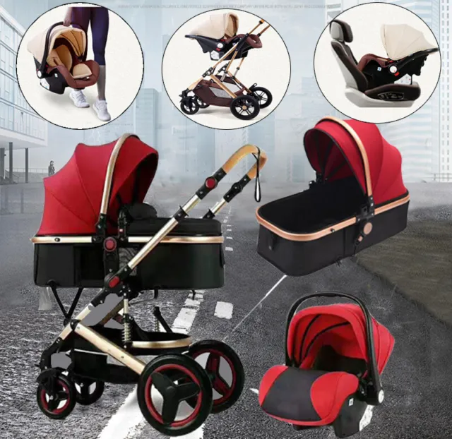 New Baby Pram Buggy 10in 1 Travel System Car Seat Pushchair From Birth Newborns