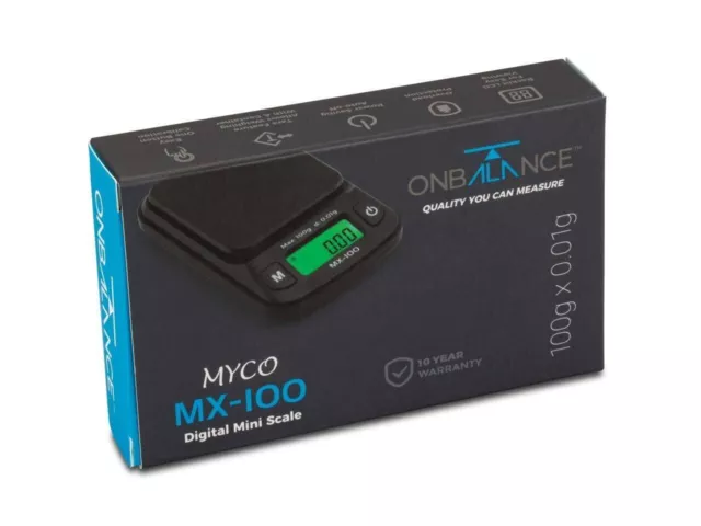 100g X 0.01g Myco MX-100 Digital Scale Pocket Mini Weighing Backlit (ON BALANCE)