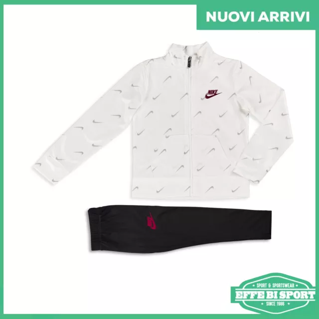 Tuta completa Nike bambina in acetato felpa con zip leggins set sport casual