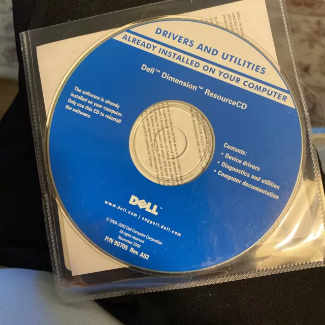 CD de recursos Dell Dimension 2000-2002 solo controladores y utilidades CD sin abrir