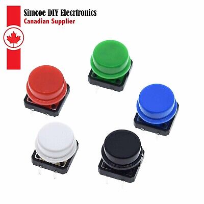 5Pcs 12x12x7.3mm PCB Momentary Tactile Push Button Switch with Cap #9483