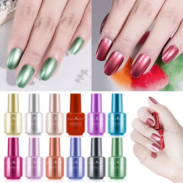 Séchage Rapide Vernis à Ongles Métallique Couleur Or Argent Miroir Effet Deco