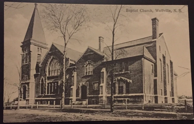 Baptist Church Wolfville Nova Scotia Canada Antique Postcard