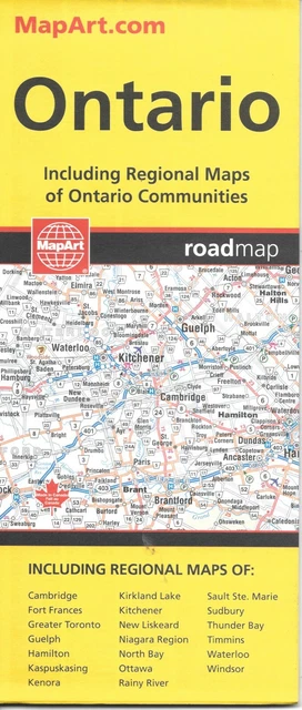MAP OF ONTARIO Province Road Map, Canada, by MapArt Publishing $4.95