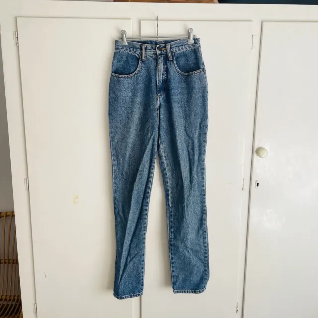 Vintage 90s Womens PEPE Jeans Blue Mid Wash High Waisted Slim Tapered Size XS