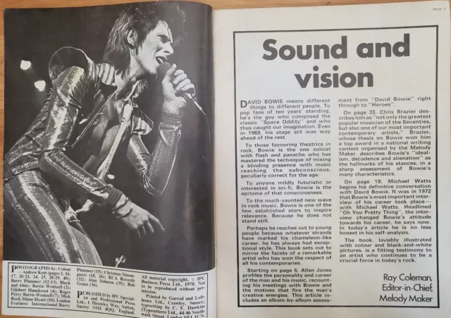 Melody Maker Book of Bowie June 1978. David Bowie special, excellent condition