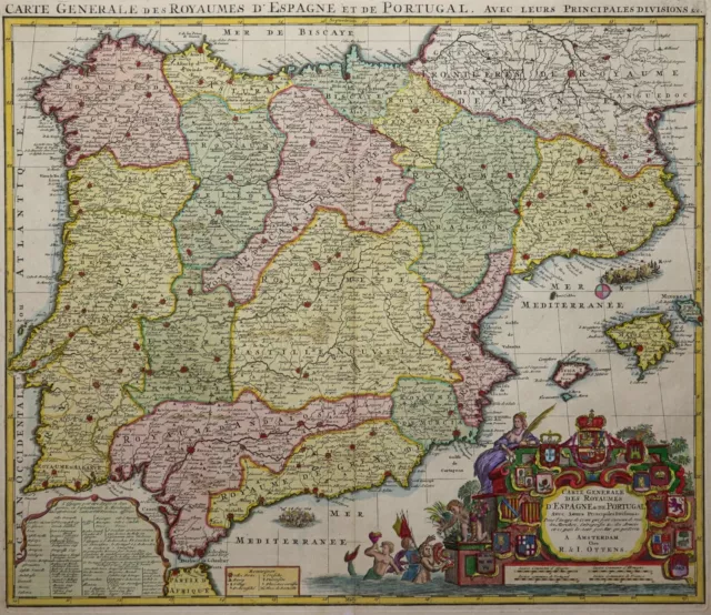 Spanien - Carte generale des Royaumes d'Espagne... - Ottens 1740 -Rares Original